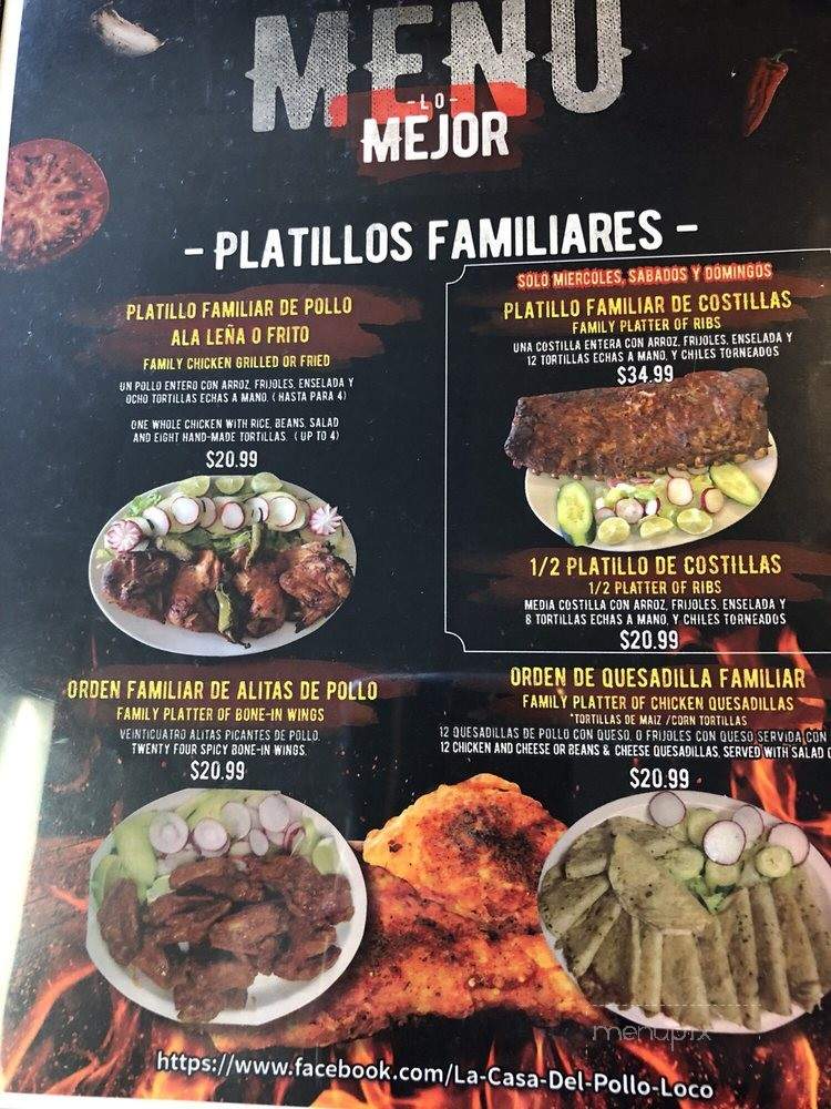 La Casa Del Pollo Loco - Grand Rapids, MI menu_pic