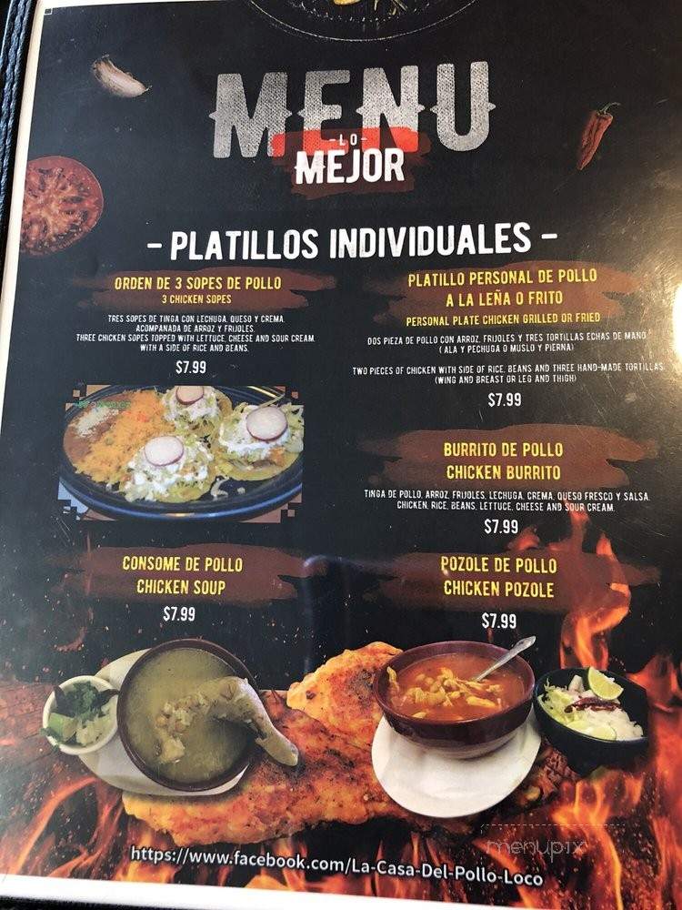La Casa Del Pollo Loco - Grand Rapids, MI menu_pic