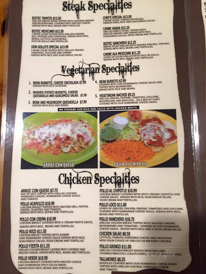 El Potrero - Lake City, MI menu_pic