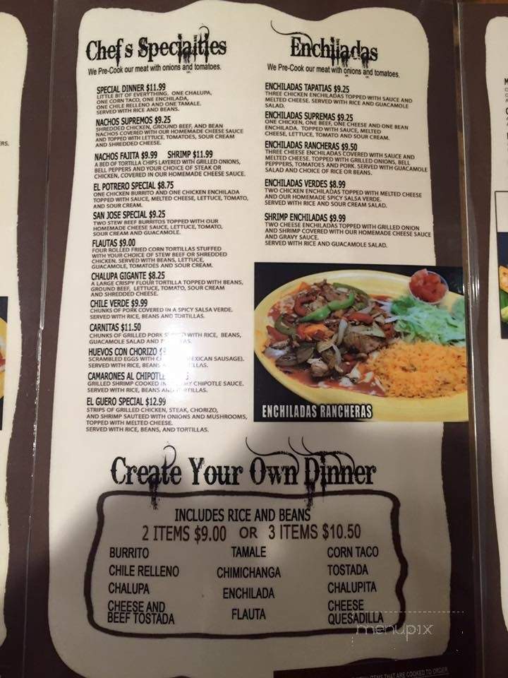 El Potrero - Lake City, MI menu_pic