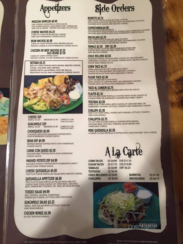 El Potrero - Lake City, MI menu_pic