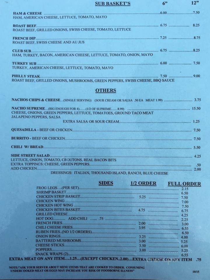 Kritters Hide Away - Rapid City, MI menu_pic