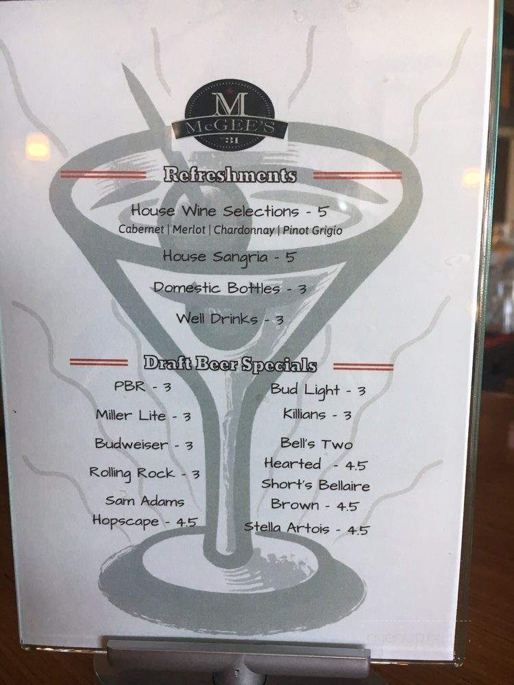 McGee's 31 - Traverse City, MI menu_pic