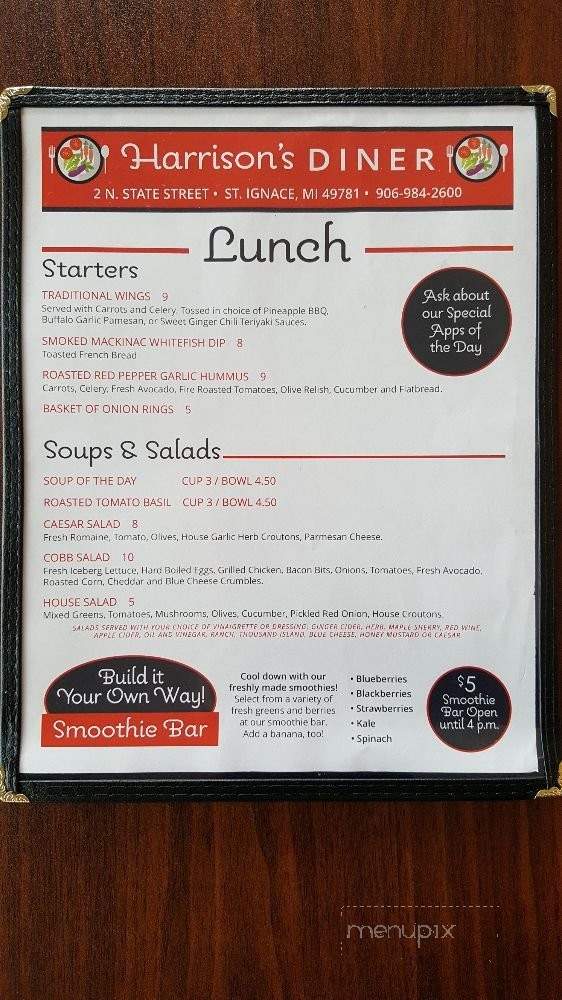 Harrison's Diner - Saint Ignace, MI menu_pic