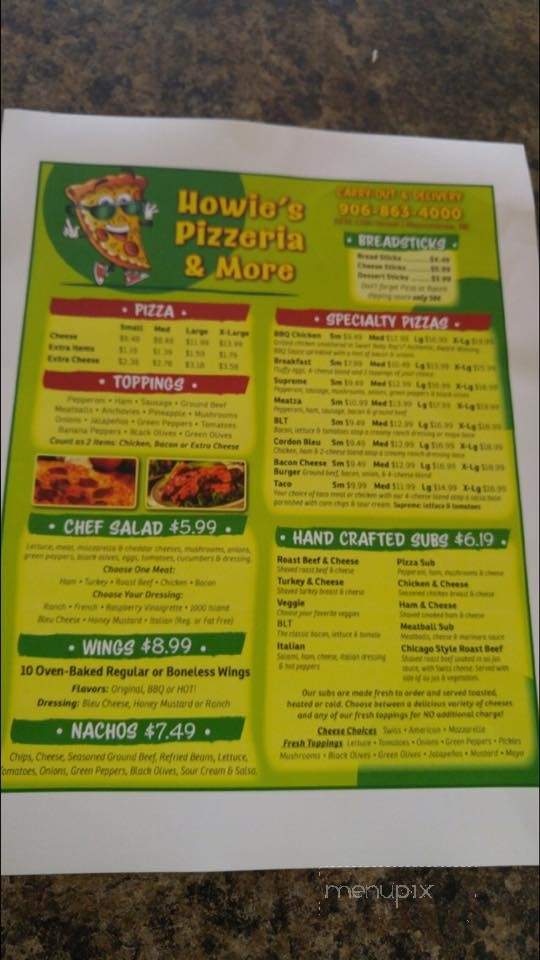 Howie's Pizzeria & More - Menominee, MI menu_pic