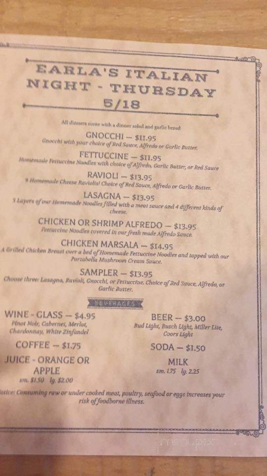 Earla's - Marenisco, MI menu_pic