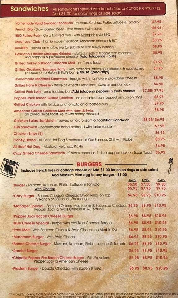 Cozy Cafe - Ankeny, IA menu_pic