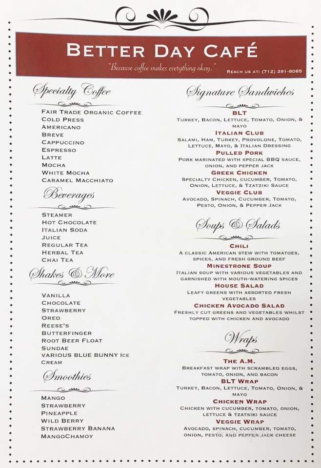 Better Day Cafe - Storm Lake, IA menu_pic