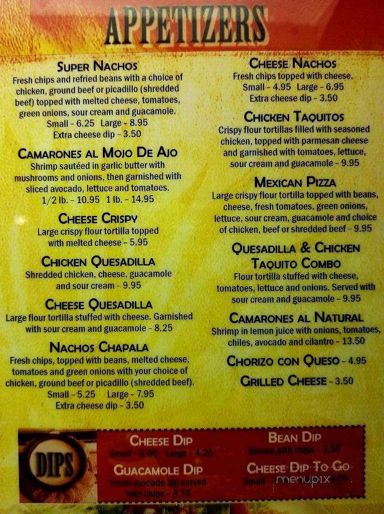 Chapala - Cedar Falls, IA menu_pic