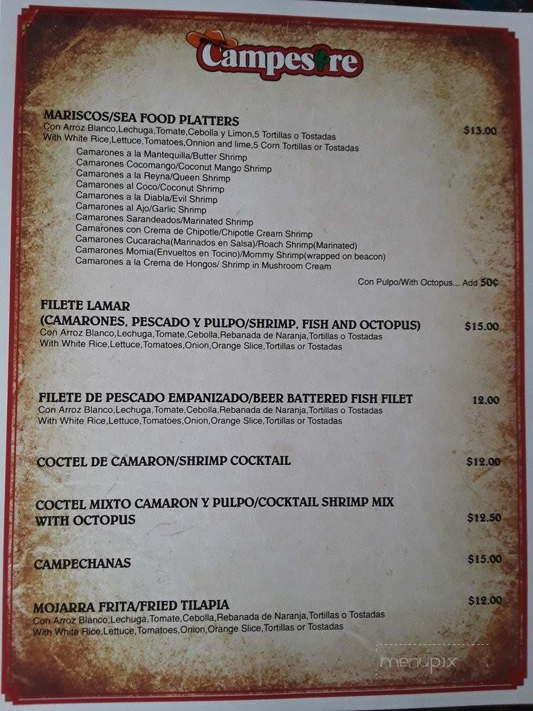 Campestre Mexican Restaurant - Sioux City, IA menu_pic