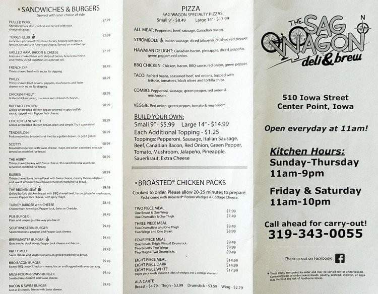Sagwagon North - Center Point, IA menu_pic