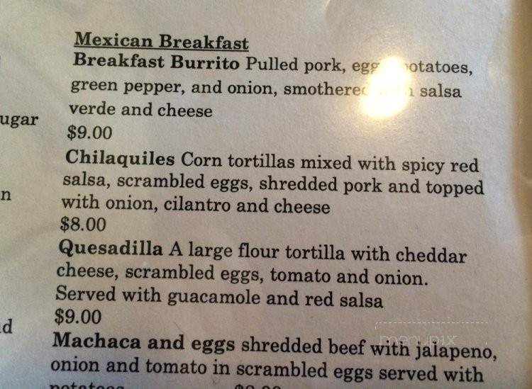 Billy's High Hat Diner - Iowa City, IA menu_pic