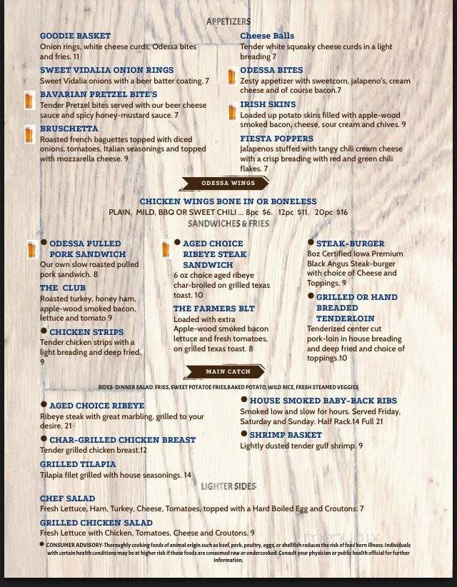 Odessa Grille - Wapello, IA menu_pic