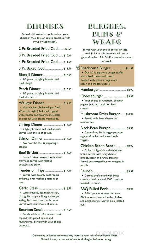 Richfield Roadhouse - Richfield, WI menu_pic