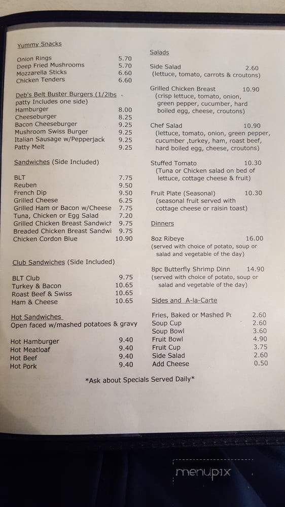 Debs Country Cafe - Darien, WI menu_pic