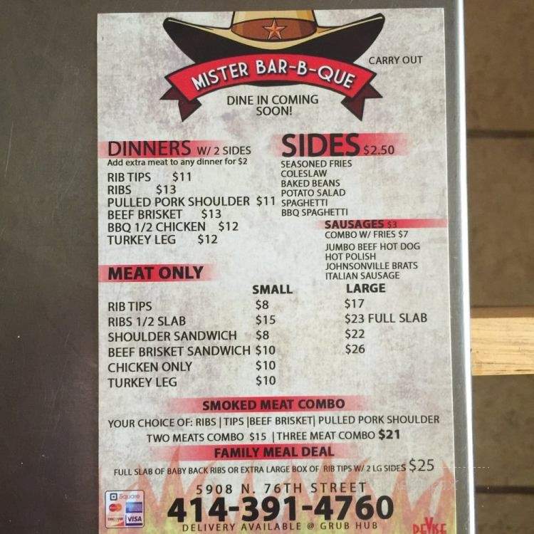Mister Bar-B-Que - West Allis, WI menu_pic