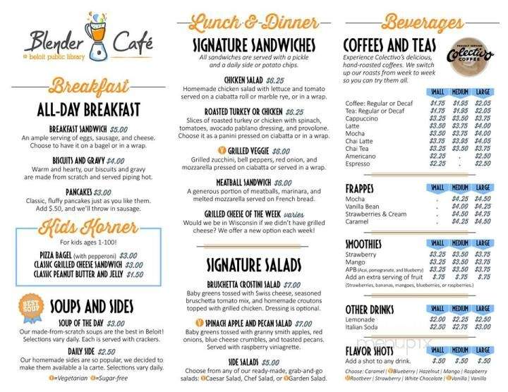Blender Cafe - Beloit, WI menu_pic
