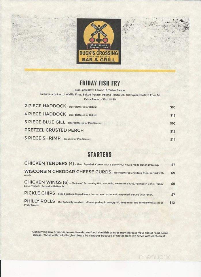 Duck's Crossing Bar and Grill - Jefferson, WI menu_pic