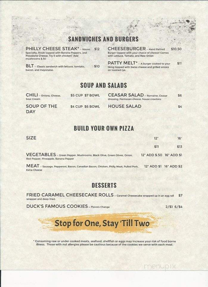 Duck's Crossing Bar and Grill - Jefferson, WI menu_pic