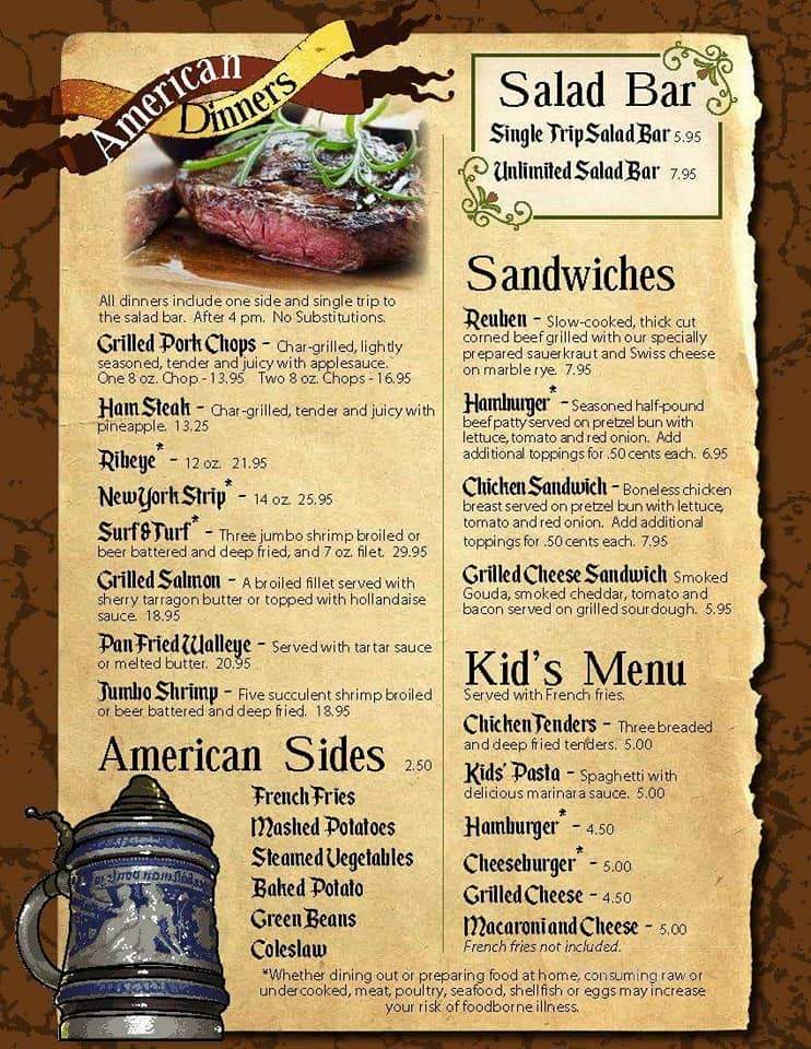 Schnitzelbank Restaurant - Plain, WI menu_pic