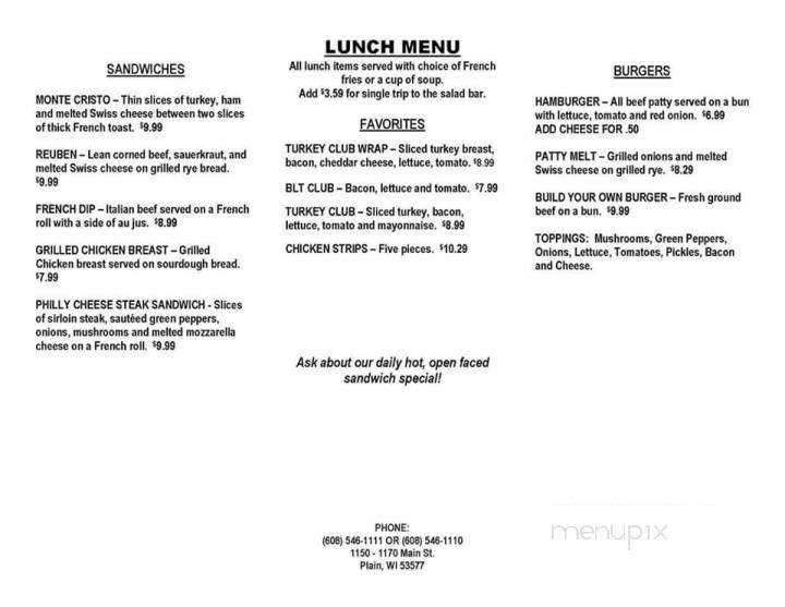 Schnitzelbank Restaurant - Plain, WI menu_pic