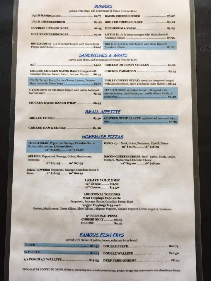 East Side Bar and Grill - Marinette, WI menu_pic