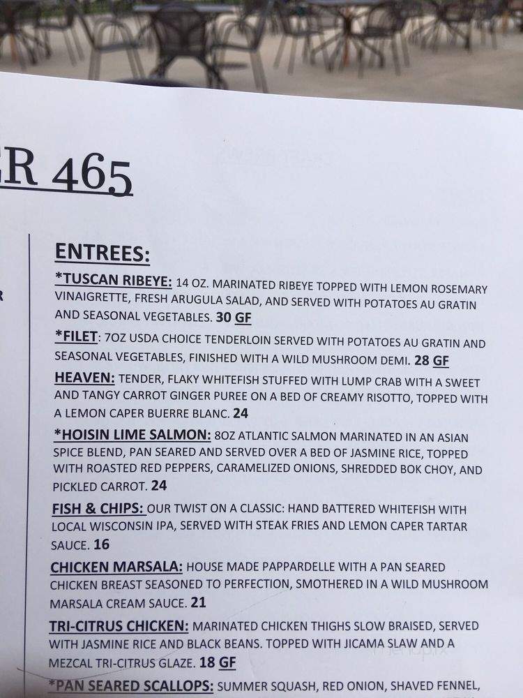 Pier 465 - Green Bay, WI menu_pic