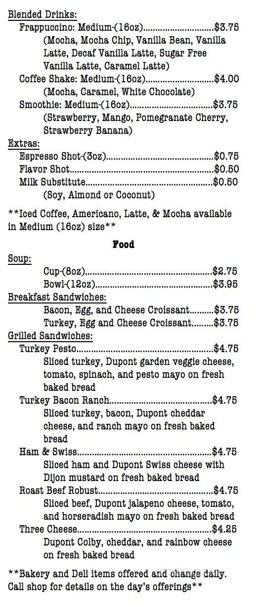 Emma Kait's Coffeehaus - Birnamwood, WI menu_pic