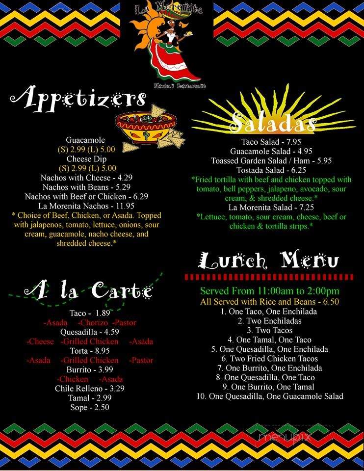 La Morenita - Spencer, WI menu_pic