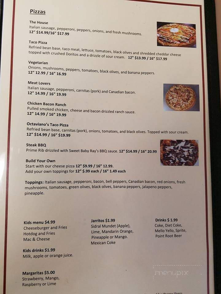 Octaviano's Dine-In - Stevens Point, WI menu_pic