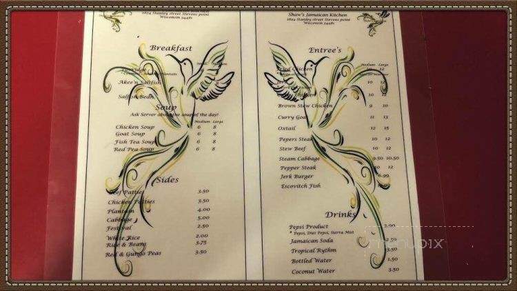 Shaw's Jamaican Kitchen - Stevens Point, WI menu_pic
