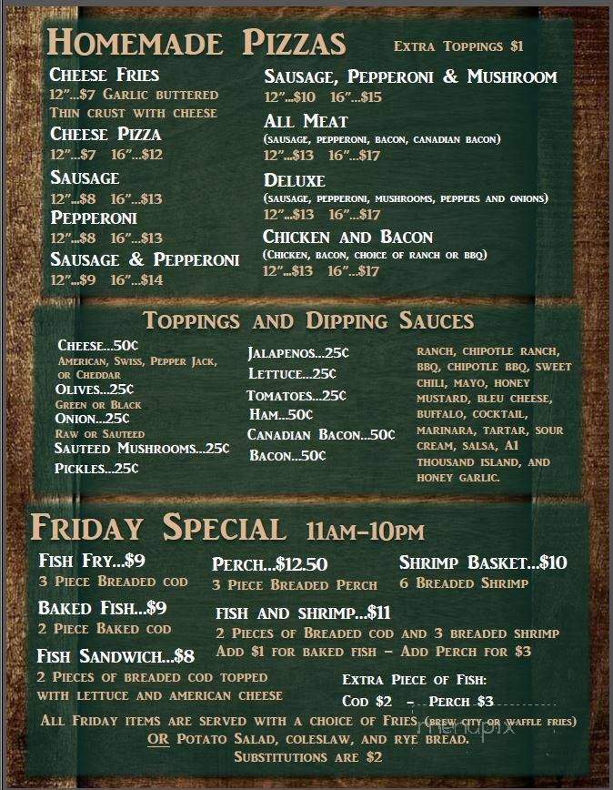 Backwoods Bar and Grill - Stevens Point, WI menu_pic