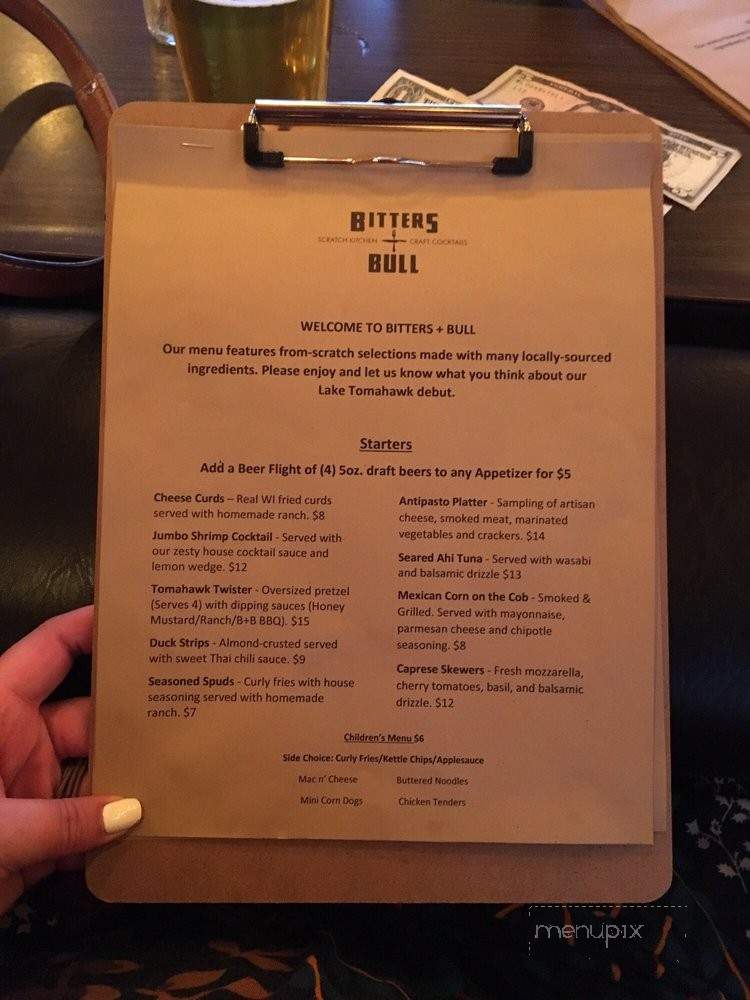 Bitters + Bull - Lake Tomahawk, WI menu_pic