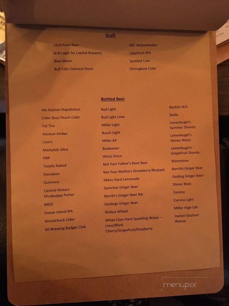 Bitters + Bull - Lake Tomahawk, WI menu_pic