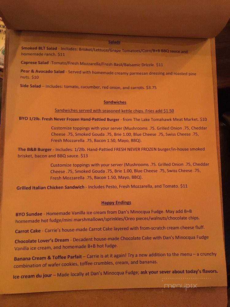 Bitters + Bull - Lake Tomahawk, WI menu_pic
