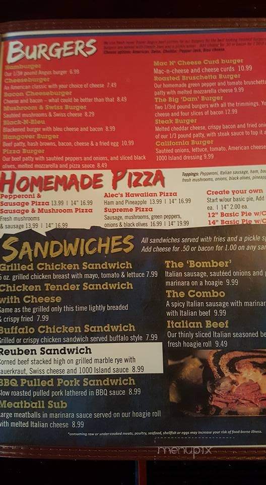 Alec's Bar & Grill - Necedah, WI menu_pic