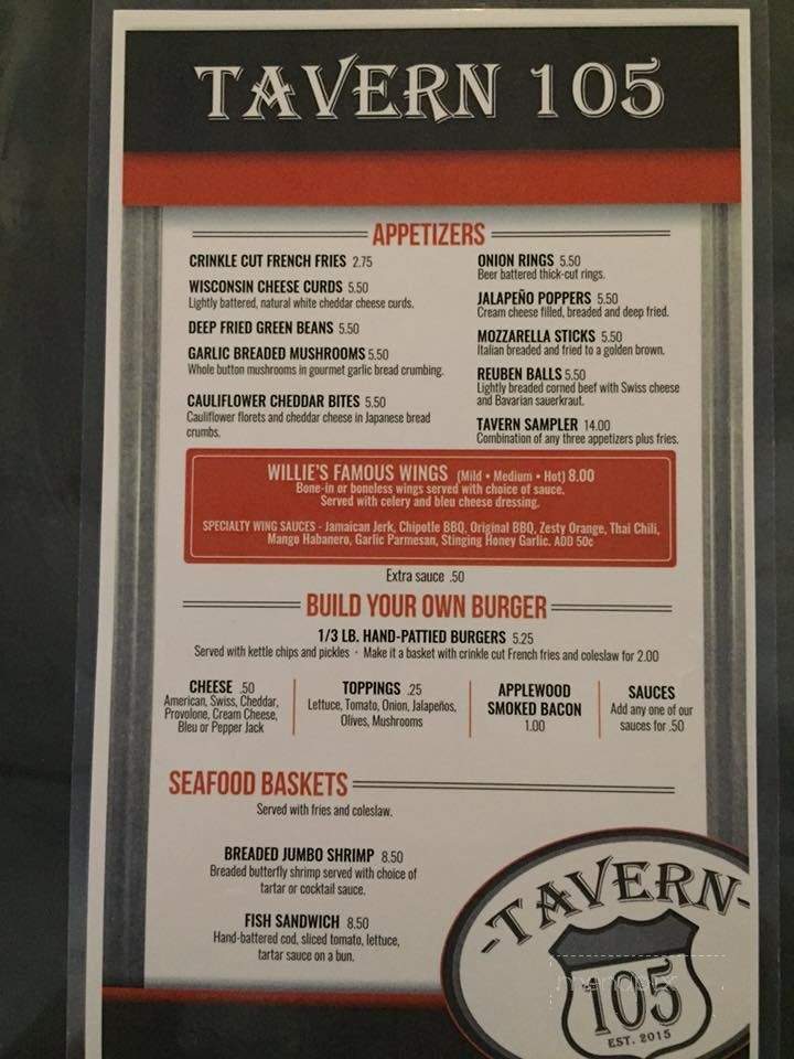 Tavern 105 - Superior, WI menu_pic