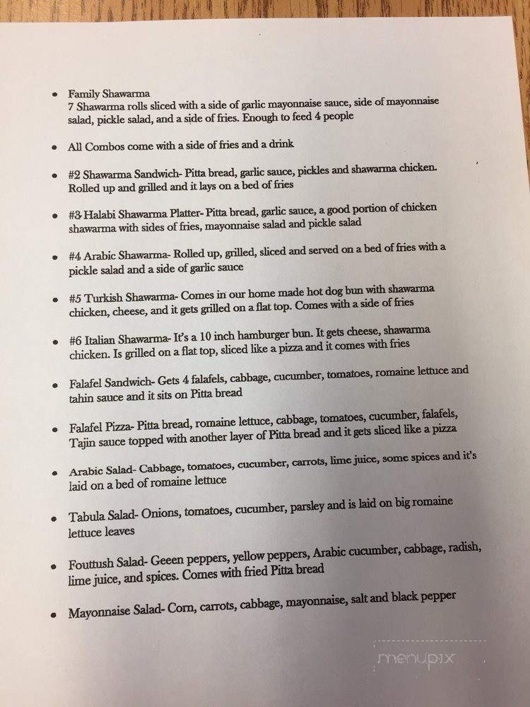 Superior Shawarma - Appleton, WI menu_pic