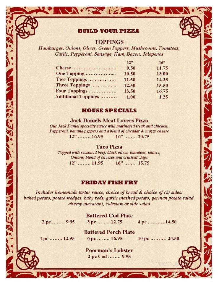 Back Stage Bar and Grill - Fond du Lac, WI menu_pic
