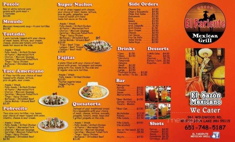 El Pariente Mexican Grill - White Bear Lake, MN menu_pic