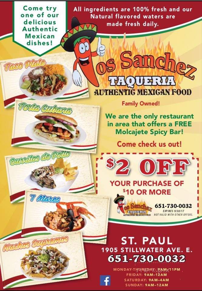 Los Sanchez Taqueria - Saint Paul, MN menu_pic