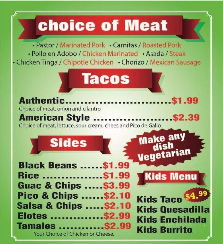 Viva Mexico Taqueria - Minneapolis, MN menu_pic