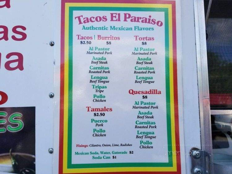 Tacos El Paraiso - Minneapolis, MN menu_pic
