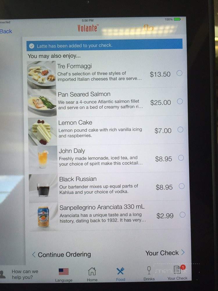 Volante - Minneapolis, MN menu_pic