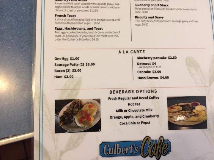 Culbert's Cafe - Cloquet, MN menu_pic