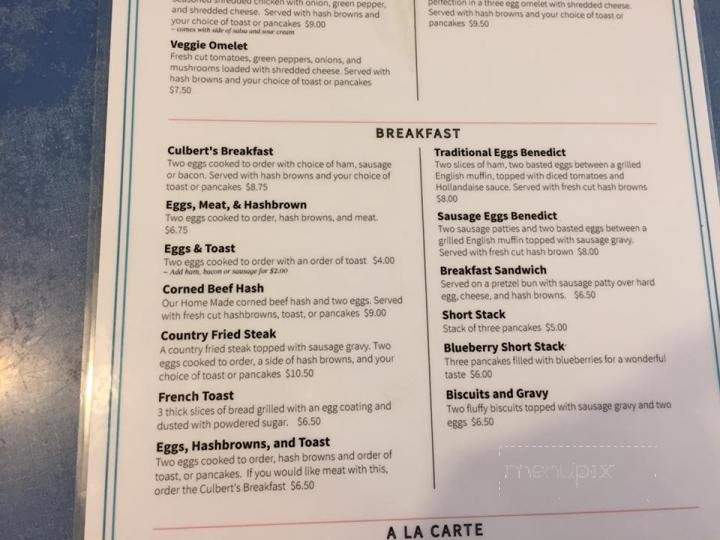 Culbert's Cafe - Cloquet, MN menu_pic