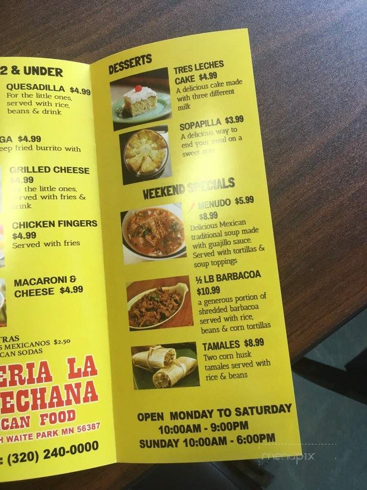 Taqueria La Campechana - Waite Park, MN menu_pic