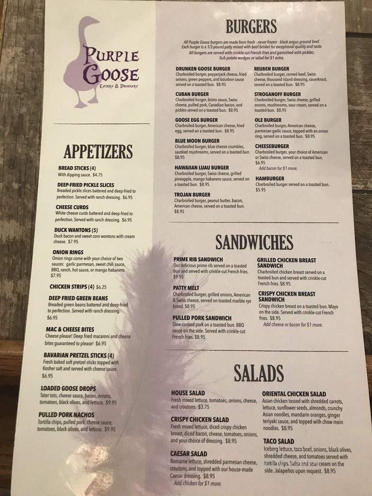 Purple Goose - Barnesville, MN menu_pic