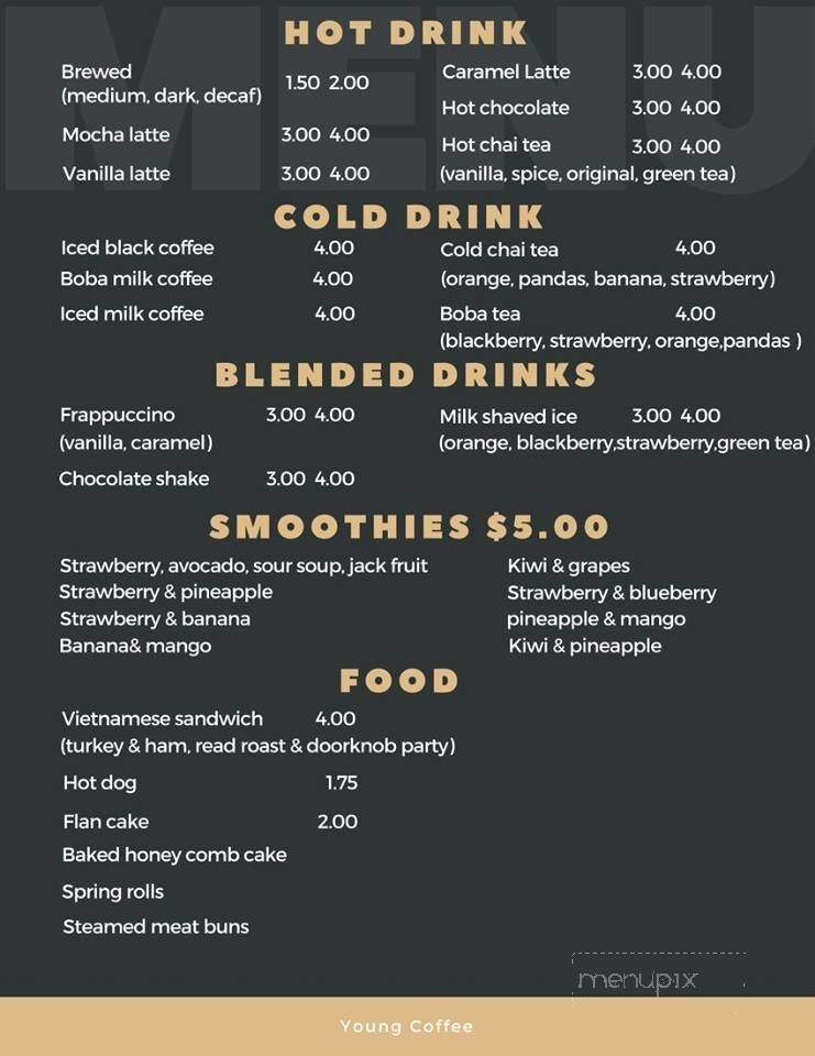 Young Coffee - Moorhead, MN menu_pic