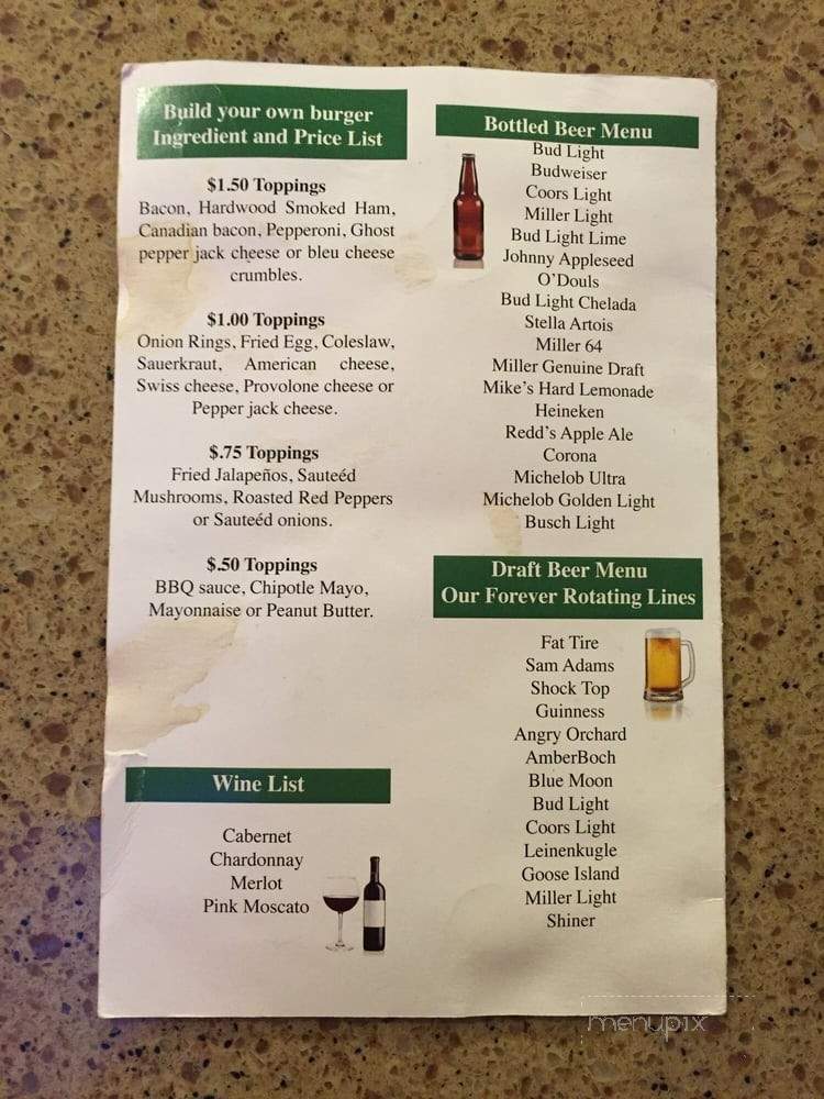 Tapps Lounge - Jamestown, ND menu_pic